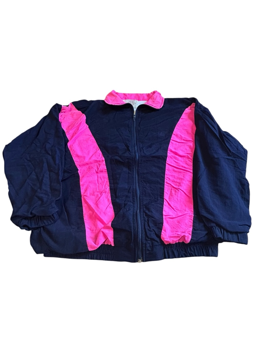 Vintage Frangins Navy Blue & Pink Colorblock Windbreaker Jacket Small